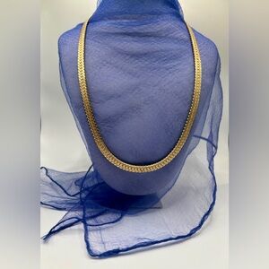Vintage Herringbone 10k Gold-Plated Chain Necklace SZ 19”